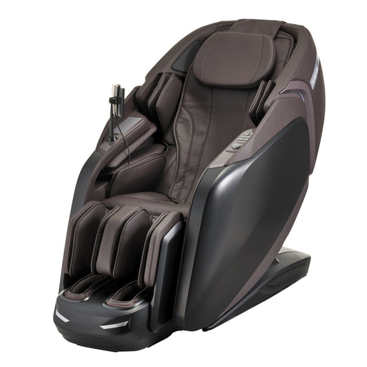 Massage chair with brown and black design on a white background