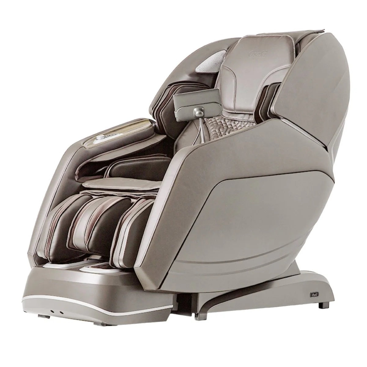 Osaki 4D Manhattan Duo Mech massage chair in Black showing the dual-engine mechanism and sleek professional design