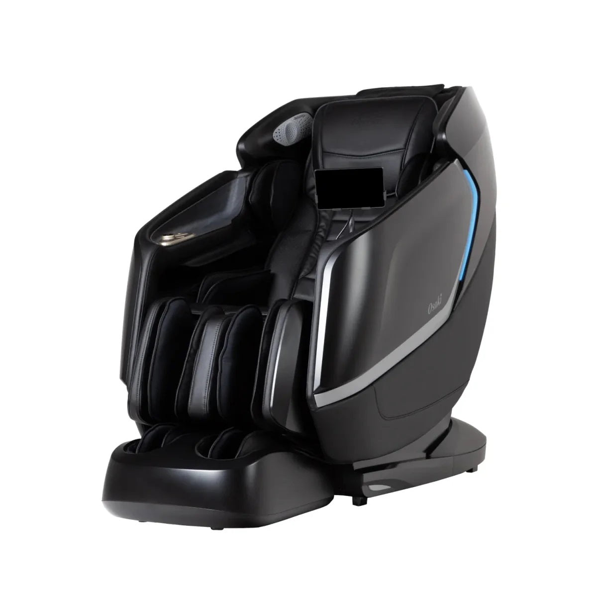 Osaki 4D Orion Duo Mech massage chair in Black showing the dual-engine mechanism and sleek professional design