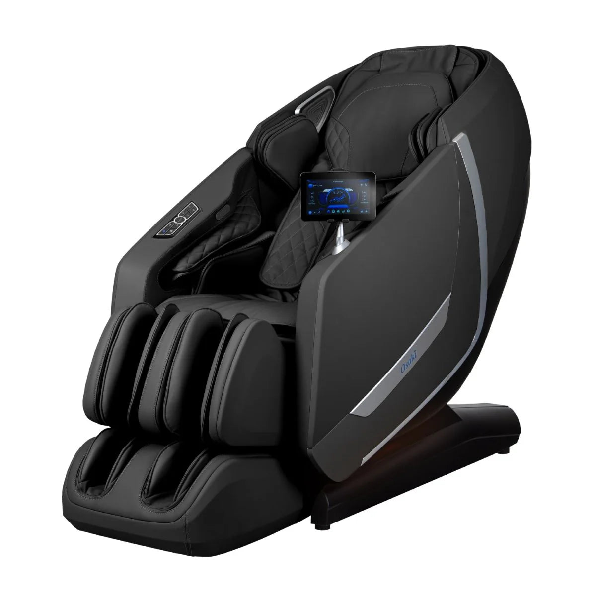 Close-up of the Kairos Duo's 5D upper and 4D lower massage mechanisms illustrating simultaneous therapy