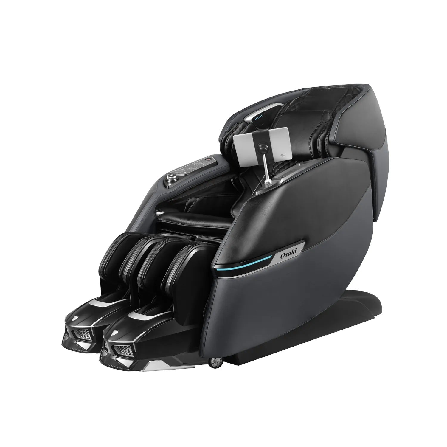 Osaki Trion Flex Duo massage chair in Graphite showing the dual-engine mechanism and sleek modern design