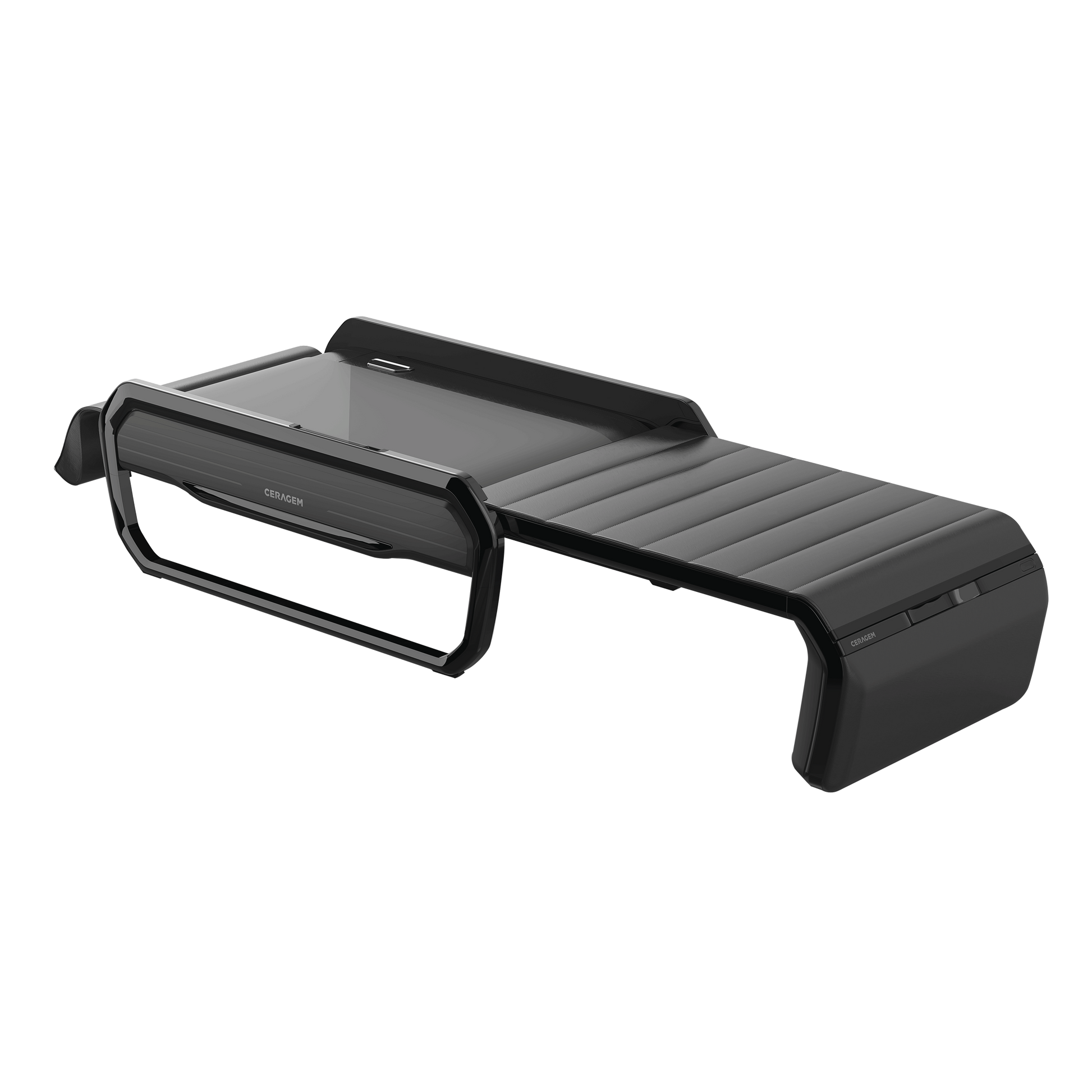 Ceragem Master V6 therapeutic bed in black showing the spinal scanning surface.