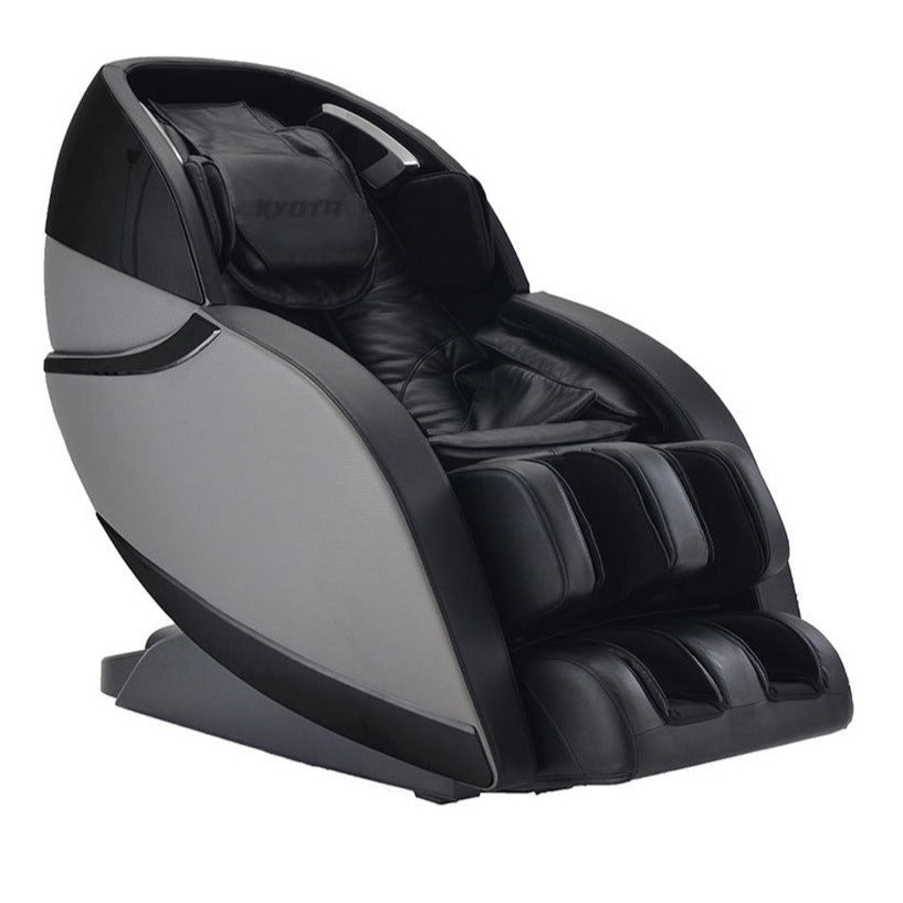 Kyota Kansha M878 4D massage chair in black showing the sleek L-Track design