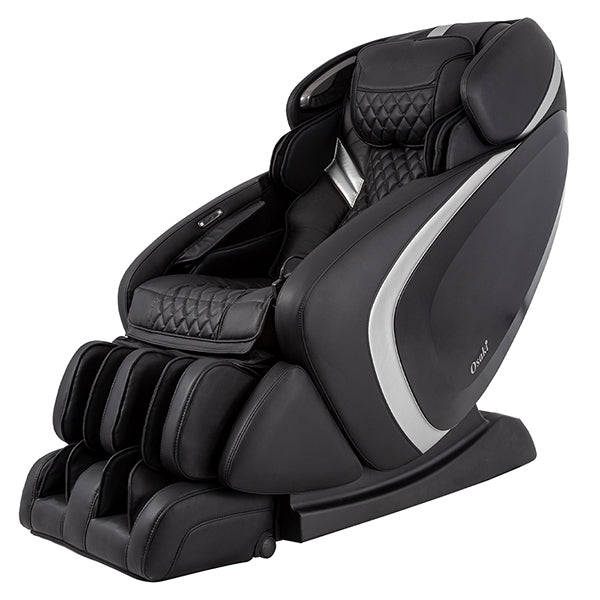 Osaki OS-Pro Admiral II Massage Chair in black color, showing the full recline position with footrest extended.
