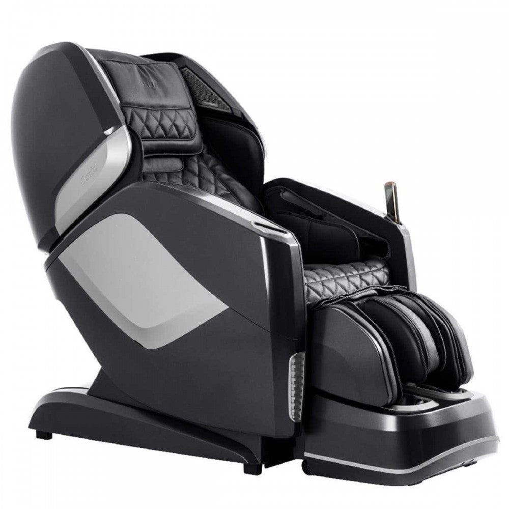 Osaki OS-Pro Maestro massage chair in Black showing the high-end synthetic leather and 4D roller mechanism